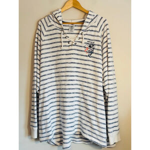 Disney Cruise Line Striped Hoodie Womens Size 3X White Blue